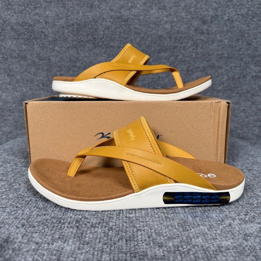 GDEFY Size 11 Orthotic Thong Sandals VersoShock Tan Brown Gimor Must Leather